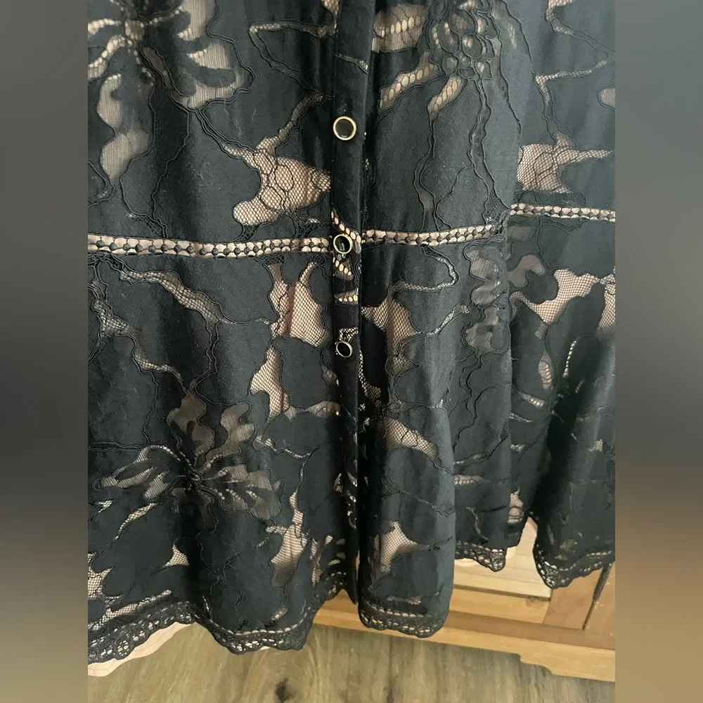 NWT By Anthropologie Ophelia puff-sleeve black and nude dress - Picture 7 of 12